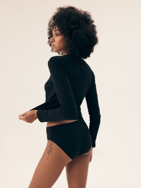 Basic Bluzka Z Długim Rękawem Czarna