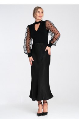 Spódnica Midi Satynowa Czarna