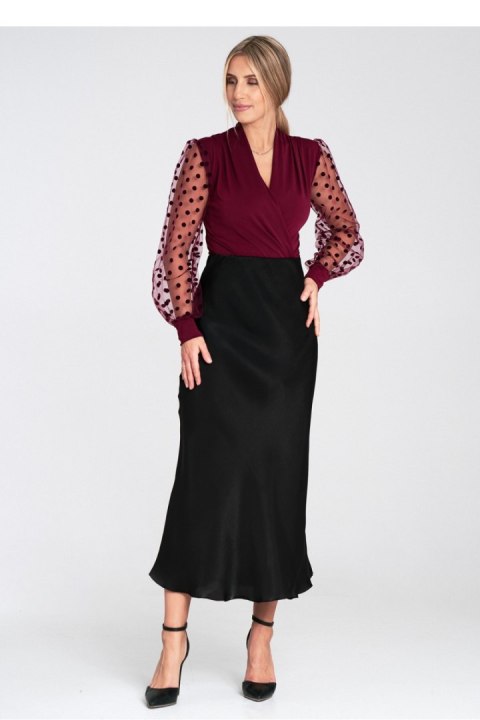 Body z Głębokim Kopertowym Dekoltem Bordo