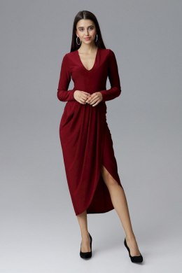 Elegancka długa sukienka z dekoltem w serek