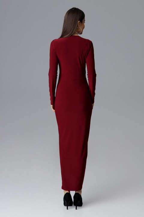 Elegancka długa sukienka z dekoltem w serek