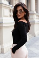 Bluzka Z Długim Rękawem Obcisła Czarna
