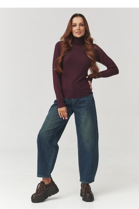 Dopasowany Golf Damski Bordowy