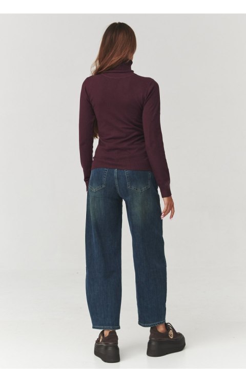 Dopasowany Golf Damski Bordowy