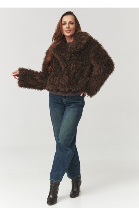 Brązowa Kurtka Zimowa Futrzana