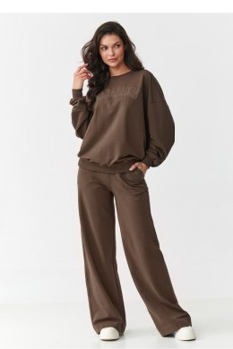 Dresowy, prosty  komplet damski   czekoladowy