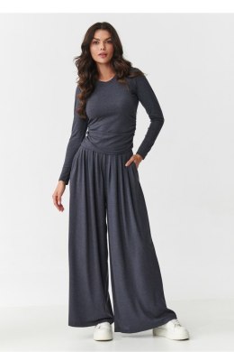 Komfortowy komplet bluzka z długim rękawem + szerokie spodnie szary