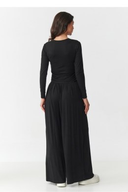 Komfortowy komplet bluzka z długim rękawem + szerokie spodnie  czarny