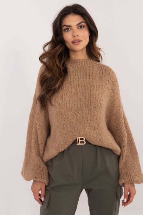 Damski sweter o casualowym charakterze camel