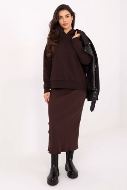 Dzianinowa Ołówkowa Spódnica Brązowa