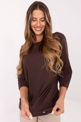 Prosta Bluzka Damska Ciemny Brąz