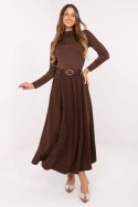 Elegancka Długa Spódnica Maxi Ciemny Brąz