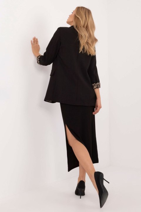 Ołówkowa Spódnica Midi Z Rozcięciem Czarna