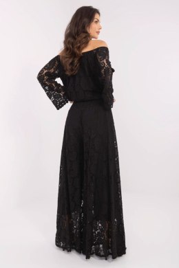 Szerokie Koronkowe Spodnie Czarne