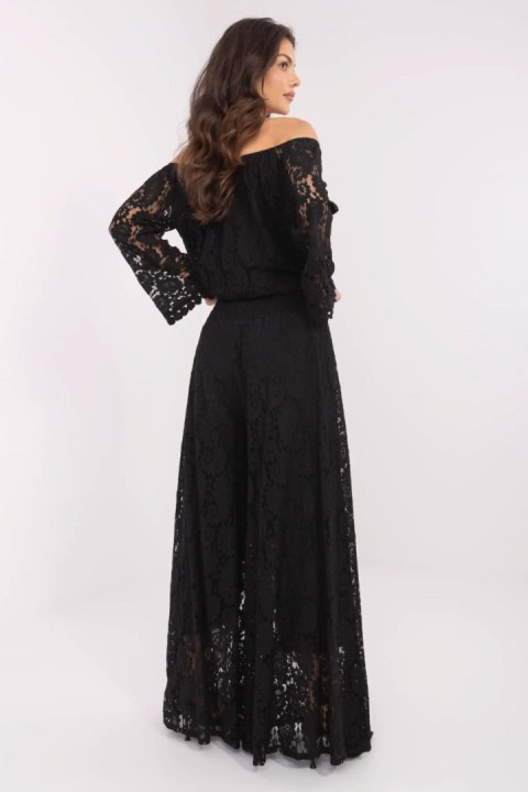 Szerokie Koronkowe Spodnie Czarne