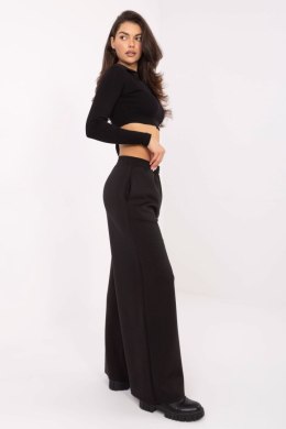 Dzianinowe Spodnie Z Nogawką Typu Wide Leg Czarne