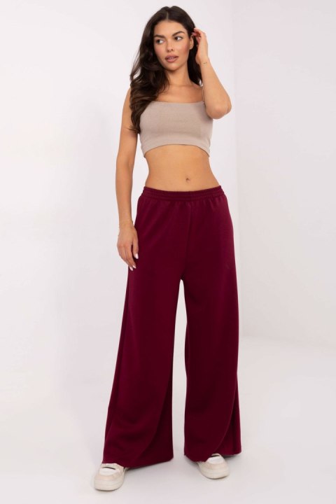 Dzianinowe Spodnie Z Nogawką Typu Wide Leg Bordo
