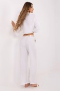 Materiałowe Spodnie W Klimacie Boho Białe