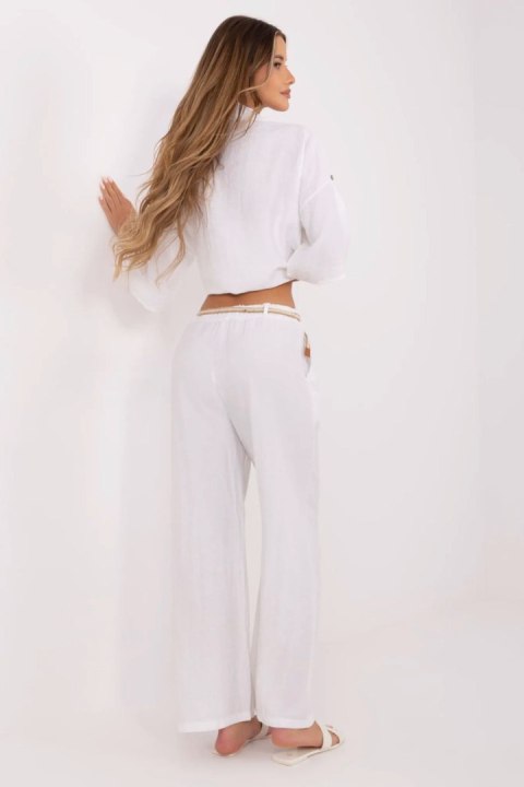 Materiałowe Spodnie W Klimacie Boho Białe
