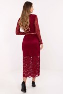 Elegancka Spódnica Z Koronką Bordo