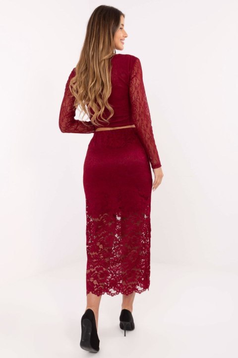 Elegancka Spódnica Z Koronką Bordo