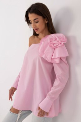 Elegancka Bluzka Na Jedno Ramię Różowa
