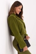 Krótki Płaszcz Damski Oliwkowy