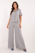 Elegancki prosty komplet damski szary