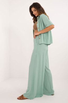 Elegancki prosty komplet damski pistacjowy