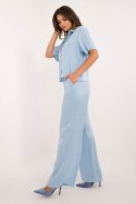 Elegancki prosty komplet damski jasny niebieski