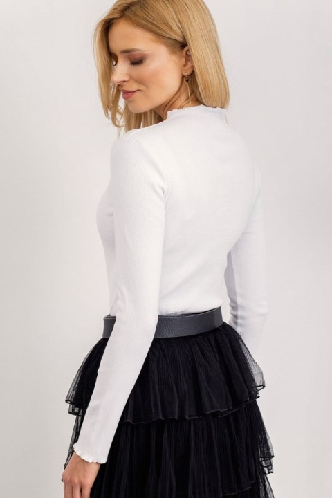 Basic Bluzka Z Długim Rękawem Biała