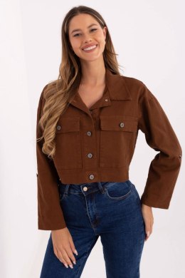 Krótka Kurtka Jeansowa Damska Jasny Brąz