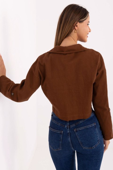 Krótka Kurtka Jeansowa Damska Jasny Brąz