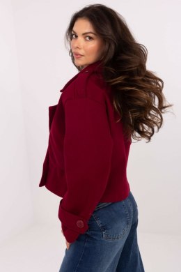 Krótki Płaszcz Damski Bordowy