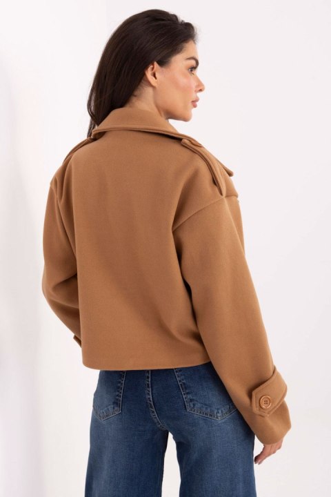 Krótki Płaszcz Damski Jasny Brąz