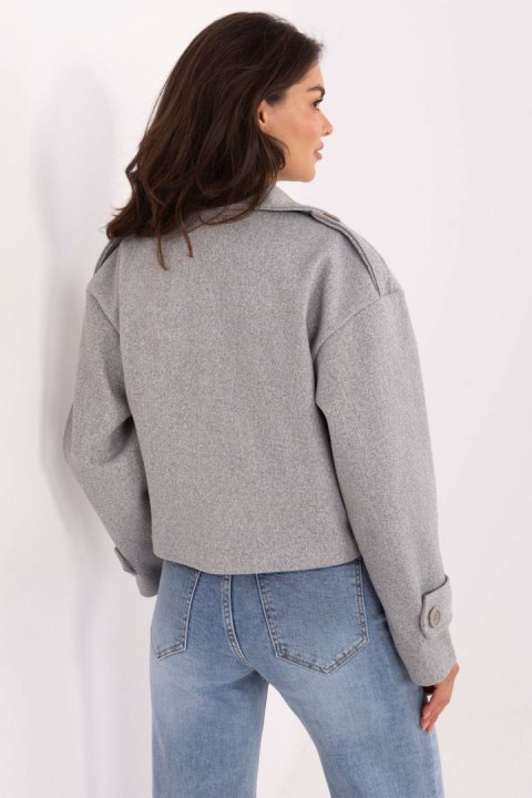 Krótki Płaszcz Damski Szary