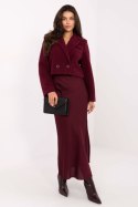 Krótki Płaszcz Damski Bordowy