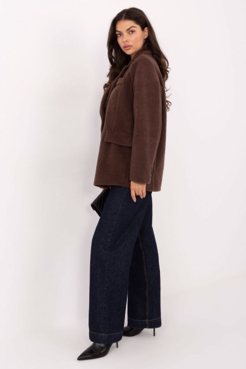 Elegancki Płaszcz Damski Brązowy