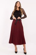 Plisowana Długa Spódnica Bordo