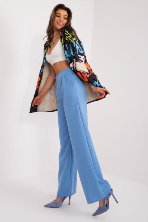 Spodnie Damskie Z Wysokim Stanem Niebieskie