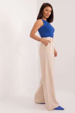 Eleganckie Spodnie Z Szeroką Nogawką Beżowe