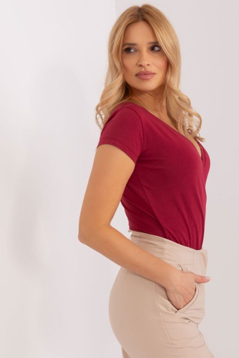 Bluzka Z Krókim Rękawem Bordo
