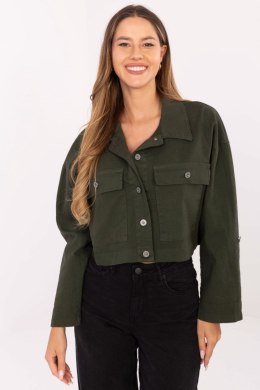 Krótka Kurtka Jeansowa Damska Khaki
