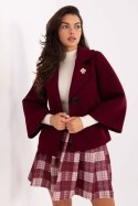 Krótki Płaszcz Damski Bordowy
