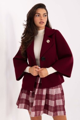 Krótki Płaszcz Damski Bordowy