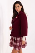 Krótki Płaszcz Damski Bordowy