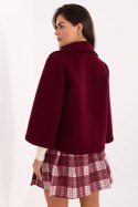 Krótki Płaszcz Damski Bordowy