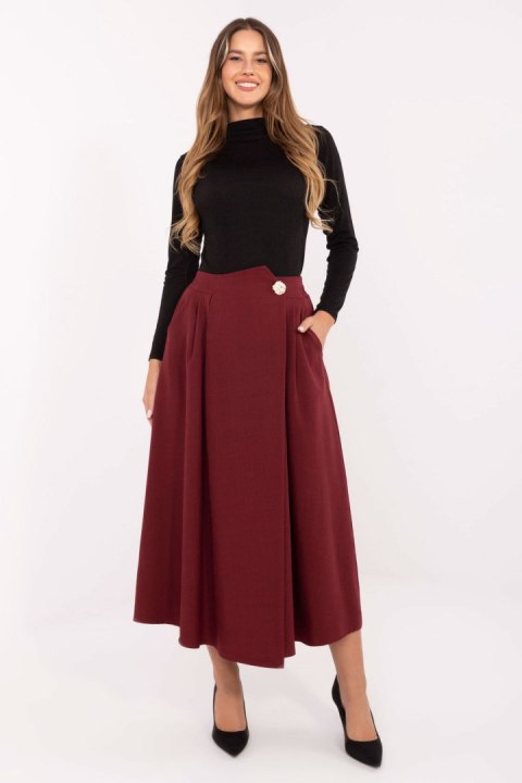 Długa Spódnica Rozkloszowana Maxi Bordo