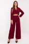 Elegancki komplet damski krótka marynarka + spodnie bordowy