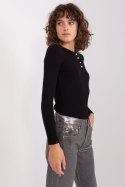 Dopasowana Bluzka Z Długim Rękawem Czarna